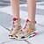 זול סניקרס לנשים-Women&#039;s Sneakers Plus Size Daily Color Block Wedge Heel Round Toe Casual Preppy Walking Satin Lace-up Black Beige