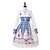 abordables Robes de Lolita-Style Victoria Sweet Lolita robe de vacances Robe Fille Femme Japonais Costumes de Cosplay Bleu Nœud papillon Dentelle Bouffantes Manches Longues Mi-long