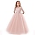 cheap Historical &amp; Vintage Costumes-Princess Satin Party Charm Crystal Boutique Flower Girl Dress Girls&#039; Costume Purple / Red / Blue Vintage Cosplay 3/4 Length Sleeve / Princess Lolita