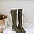 cheap Women&#039;s Boots-Women&#039;s Boots Knee High Boots Chunky Heel Round Toe Daily Outdoor PU Knee High Boots Winter Black / Army Green / Brown