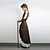 cheap Historical &amp; Vintage Costumes-Outlander Steampunk Petticoat Hoop Skirt Women&#039;s Sequins Rivet Cotton Costume Coffee Vintage Cosplay