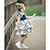 Χαμηλού Κόστους Βρεφικά Φορέματα για Κορίτσια-Μωρό Κοριτσίστικα Ενεργό Κομψό στυλ street Πάρτι Γενέθλια Βαμβάκι Μπλε &amp; Άσπρο Φλοράλ Με Κορδόνια Στάμπα Αμάνικο Κανονικό Πάνω από το Γόνατο Φόρεμα Μπλε / Νήπιο