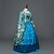 お買い得  ヒストリカル＆ビンテージコスチューム-Rococo Victorian Costume Women&#039;s Party Costume Masquerade Blue Vintage Cosplay Stretch Satin Satin Long Sleeve Floor Length Ball Gown / Floral