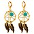 baratos ファッションピアス・イヤリング-Women&#039;s Green Turquoise Clip on Earring Hollow Out Dream Catcher Ladies Fashion western style Earrings Jewelry Gold / Silver For Gift Daily 1 Pair