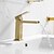 abordables Clásico-grifo del lavabo del baño - grifos de cascada / de diseño premium cepillados montados en la cubierta, de una manija y un grifo de baño