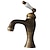 voordelige Klassiek-Antique Brass Bathroom Sink FaucetRotatable Ceramic Valve Single Handle One Hole Bath Taps with Hot and Cold Switch