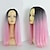 billige Syntetiske og trendy parykker-syntetisk paryk lige kardashian midterste del paryk medium længde sort/pink syntetisk hår 16 tommer dame justerbar varmebestandig syntetisk pink ombre