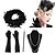 abordables Costumes vintage et anciens-Gatsby Charleston Années 1920 Gatsby Les rugissantes années 20 Gants Bandeau Garçonne écharpe Femme Franges Costume Bijoux de Cheveux Collier de perles Noir / Rouge / noir / noir + argent Vintage