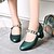 Недорогие Sapatos de Salto Alto de mulher-Women&#039;s Heels Chunky Heel Round Toe Wedding Daily Pearl PU Red / Dark Green / Silver