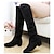 billige Damestøvler-Women&#039;s Boots Knee High Boots Daily Solid Colored Knee High Boots Winter Low Heel Round Toe Casual Faux Leather Loafer Black Red Brown