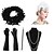 abordables Costumes vintage et anciens-Gatsby Charleston Années 1920 Gatsby Les rugissantes années 20 Gants Bandeau Garçonne écharpe Femme Franges Costume Bijoux de Cheveux Collier de perles Noir / Rouge / noir / noir + argent Vintage