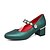 Недорогие Sapatos de Salto Alto de mulher-Women&#039;s Heels Chunky Heel Round Toe Wedding Daily Pearl PU Red / Dark Green / Silver