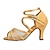cheap Latin Shoes-Women&#039;s Latin Shoes Heel Flared Heel Gold Beige