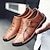 billiga Handgjorda skor för män-Herr Tofflor och Slip-Ons Läderskor Plusstorlekar Handgjorda skor Ledigt Kineseri Dagligen Läder Handgjord Loafers Mörkbrun Svart Gul