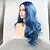 cheap Synthetic Lace Wigs-Synthetic Lace Front Wig Body Wave Layered Haircut Lace Front Wig Long Royal Blue Synthetic Hair 24 inch Women&#039;s Women Blue Sylvia