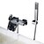 billige Badekarsarmaturer-badekarhane med håndteret brusehoved to håndtag / to huller nutidig krom brusebadhanen med keramisk ventil badekararmaturer