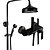 abordables Robinetteries de douche-Système de douche Ensemble - Effet pluie Antique Bronze huilé Système de douche Soupape céramique Bath Shower Mixer Taps / Laiton / Mitigeur Trois trous
