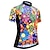 preiswerte ウィメンズ サイクリングクロージング-JESOCYCLING Women&#039;s Short Sleeve Cycling Jersey Summer Polyester Black Rainbow Floral Botanical Bike Jersey Quick Dry Moisture Wicking Breathable Back Pocket Sports Rainbow Mountain Bike MTB Road