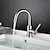 cheap Classical-Bathroom Sink Faucet,Single Handle Black Nickel/White Dainted/Brushed Nickel One Hole Standard Spout Stainless Steel Bathroom Sink Faucet with Hot and Cold Water