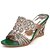 cheap Women&#039;s Sandals-Women&#039;s Sandals Wedge Heel Open Toe Wedding Party &amp; Evening Rhinestone Sequin Floral PU Summer Gold / Green
