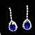 cheap Jewelry Sets-Sapphire Crystal Citrine Jewelry Set Pendant Necklace Tassel Pear Cut Ladies Party Fashion Elegant Colorful fancy Cubic Zirconia Imitation Diamond Earrings Jewelry Gold / Green / Blue For Wedding