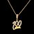 cheap Necklace-Men&#039;s Cubic Zirconia Pendant Necklace Classic Letter Trendy Rock Hip-Hop Chrome Imitation Diamond Gold 61 cm Necklace Jewelry 1pc For Club Bar