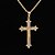 cheap Pendant Necklaces-Men&#039;s Cubic Zirconia Pendant Necklace Classic Cross Vintage Rock Hip-Hop Chrome Imitation Diamond Gold 71 cm Necklace Jewelry 1pc For Street Bar