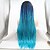 cheap Premium Synthetic Lace Wigs-Synthetic Lace Front Wig Dreadlocks / Faux Locs Plaited Layered Haircut Braid Lace Front Wig Long Black / Blue Synthetic Hair 24 inch Women&#039;s Women Ombre Hair Plait Hair Black Blue Sylvia