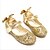 זול נעלים שטוחות לילדים-בנות שטוחות נוחות נעליים לילדת הפרחים PU פעוט (9m-4ys) ילדים קטנים (4-7) זהב כסף קיץ &amp; אביב