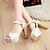 cheap Women&#039;s Sandals-Women&#039;s Sandals Wedding Party &amp; Evening Solid Colored Summer Buckle Sequin Chunky Heel Peep Toe PU Ankle Strap Silver Fuchsia Gold