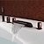 Недорогие Смесители для ванны-Смеситель для ванны - Античный Начищенная бронза Римская ванна Медный клапан Bath Shower Mixer Taps