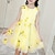 Χαμηλού Κόστους Φορέματα για πάρτι-Παιδιά Λίγο Κοριτσίστικα Φόρεμα Φλοράλ Καθημερινά Στάμπα Θαλασσί Κίτρινο Ανθισμένο Ροζ Ως το Γόνατο Αμάνικο χαριτωμένο στυλ Φορέματα Λεπτό