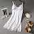 cheap Basic Night Dresses-Women&#039;s Gift Pajamas Nightgown Home Party Daily Lace Pure Color Polyester Satin Simple Casual Soft Spring Summer V Neck Sleeveless