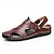 cheap Men&#039;s Handmade Shoes-Men&#039;s Sandals Leather Sandals Slingback Sandals Handmade Shoes Comfort Shoes Upstream Shoes Casual Outdoor Daily Cowhide Breathable Waterproof Non-slipping Loafer Light Brown Dark Brown Black Summer