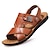 cheap Men&#039;s Sandals-Men&#039;s Light Soles Spring &amp; Summer Casual Daily Beach Sandals Cowhide Non-slipping Wear Proof Black / Khaki / Brown