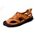 cheap Men&#039;s Sandals-Men&#039;s Leather Shoes Leather Spring &amp; Summer Casual / Chinoiserie Sandals Walking Shoes Breathable Black / Dark Brown / Khaki