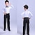 cheap Latin Dancewear-Latin Dance Kids&#039; Dancewear Top Bow(s) Split Joint Boys&#039; Training Performance Long Sleeve Polyester