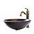 cheap Vessel Sinks-16.5 inch Bathroom Vessel Sink with Faucet Vintage Brass, Antique Tempered Glass Basin with Pop-Up Drain, Countertop Artistic Round Basin Bowl Set, Above Counter Vanity Sink