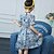 Χαμηλού Κόστους Φορέματα-Παιδιά Λίγο Κοριτσίστικα Φόρεμα Φλοράλ Με Βολάν Στάμπα Γκρίζο Κοντομάνικο Ενεργό Κομψό στυλ street Φορέματα