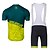 abordables Ensembles de vêtements pour hommes-Men&#039;s Short Sleeve Cycling Jersey with Bib Shorts Green / Yellow Bike Padded Shorts / Chamois Clothing Suit 3D Pad Quick Dry Sports Lycra Geometric Mountain Bike MTB Road Bike Cycling Clothing Apparel