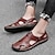 cheap Men&#039;s Handmade Shoes-Men&#039;s Sandals Leather Sandals Slingback Sandals Handmade Shoes Comfort Shoes Upstream Shoes Casual Outdoor Daily Cowhide Breathable Waterproof Non-slipping Loafer Light Brown Dark Brown Black Summer