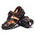 cheap Men&#039;s Sandals-Men&#039;s Comfort Shoes Summer Casual Daily Sandals Nappa Leather Breathable Black / Brown
