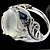 preiswerte Ringe-1pc Band Ring Statement Ring For Women&#039;s Cubic Zirconia Blue Party Gift Date Silver-Plated Alloy Hollow Out Flower