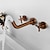 お買い得  壁掛け水栓金具-真鍮のバスルームのシンクの蛇口、壁に取り付けられた、回転可能なローズゴールドの2つのハンドル、温水と冷水を備えた3つの穴のバスタップ