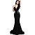 cheap Evening Dresses-Mermaid / Trumpet Elegant &amp; Luxurious Formal Evening Dress Plunging Neck Sleeveless Court Train Lace with Crystals Beading Sequin 2020