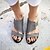 tanie Sandały damskie-Women&#039;s Sandals Flat Heel Open Toe Suede / PU Mid-Calf Boots Sweet / Minimalism Spring &amp;  Fall / Spring &amp; Summer Black / Gray