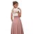 cheap Cocktail Dresses-A-Line Pink White Wedding Guest Formal Evening Dress V Neck Short Sleeve Ankle Length Chiffon Lace with Pleats Appliques 2020