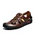 cheap Men&#039;s Sandals-Men&#039;s Comfort Shoes Nappa Leather / Mesh Spring &amp; Summer Casual Sandals Breathable Black / Dark Brown / Yellow
