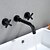halpa Seinäasennus-kylpyhuoneen pesuallashana, messinki vintage-tyylinen seinäteline laajalle levinnyt musta oksidiviimeistely kaksikahvainen kaksireikäinen kylpyhana kuuma- ja kylmäkytkimellä