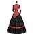 זול תחפושות מהעולם הישן-נסיכות מריה אנטוניאטה רוקוקו ויקטוריאני שמלת קוקטייל שמלת וינטג&#039; שמלות תחפושת למסיבה תחפושות שמלת נשף בגדי ריקוד נשים כותנה תחפושות אדום + שחור וינטאג קוספליי נשף מסכות מסיבה וערב שרוול ארוך / שמלה
